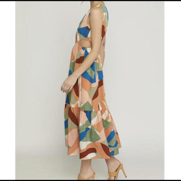 BOUTIQUE ENTRO kaleidoscope multicolor midi dress - Picture 1 of 6